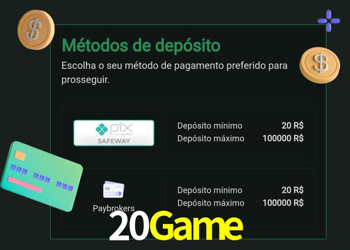 O cassino 20Game oferece uma grande variedade de métodos de pagamento
